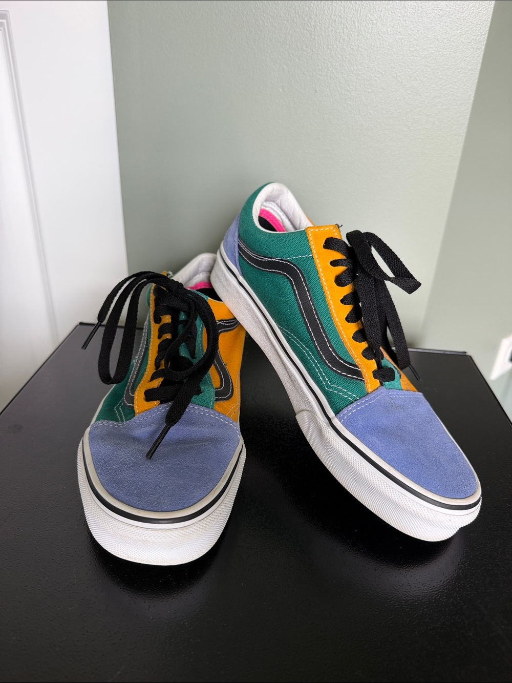Vans Multicolor Suede & Canvas Old Skool Sneakers - Blue/Green/Yellow/Pink/Black
